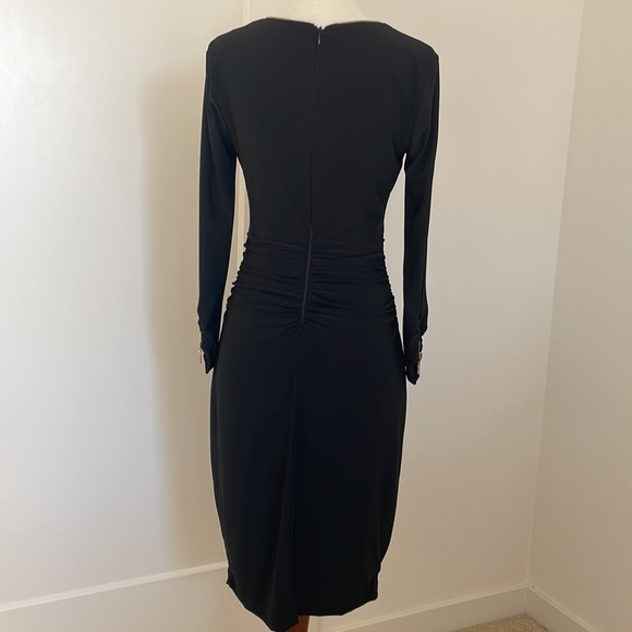 Cache Sexy V Neck Zip Stretchy Black Midi Dress - Picture 5 of 8
